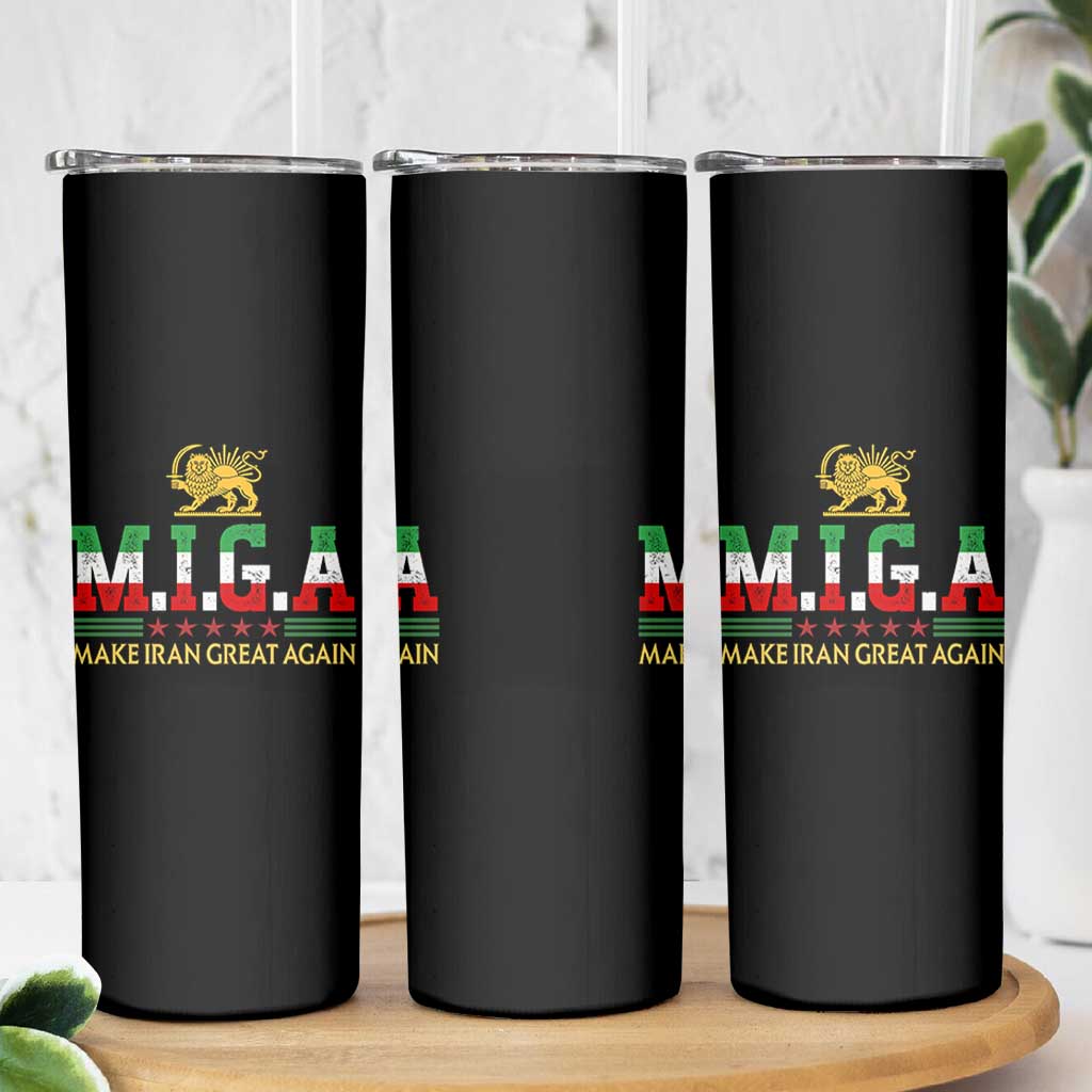 Make Iran Great Again Patriotic MIGA Skinny Tumbler Lion and Sun Persian Flag Freedom Iranian Revolution