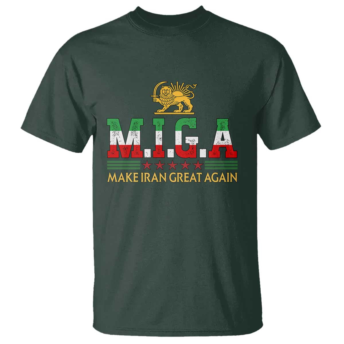 Make Iran Great Again Patriotic MIGA T Shirt Lion and Sun Persian Flag Freedom Iranian Revolution
