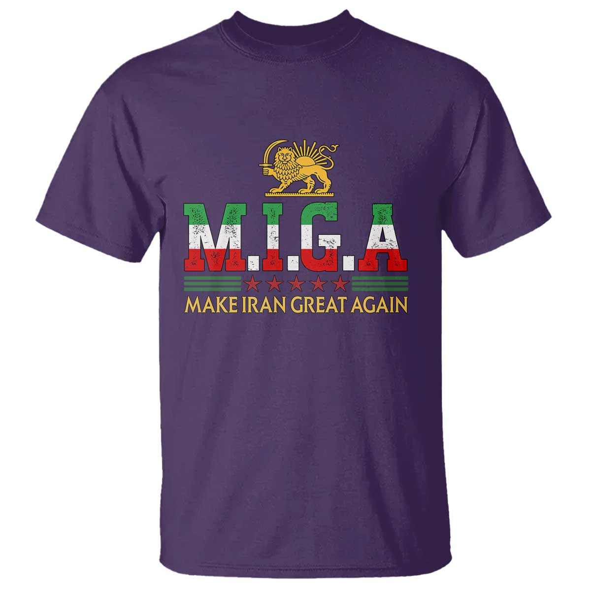 Make Iran Great Again Patriotic MIGA T Shirt Lion and Sun Persian Flag Freedom Iranian Revolution