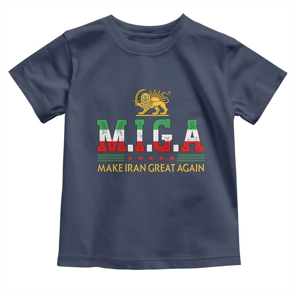 Make Iran Great Again Patriotic MIGA Toddler T Shirt Lion and Sun Persian Flag Freedom Iranian Revolution