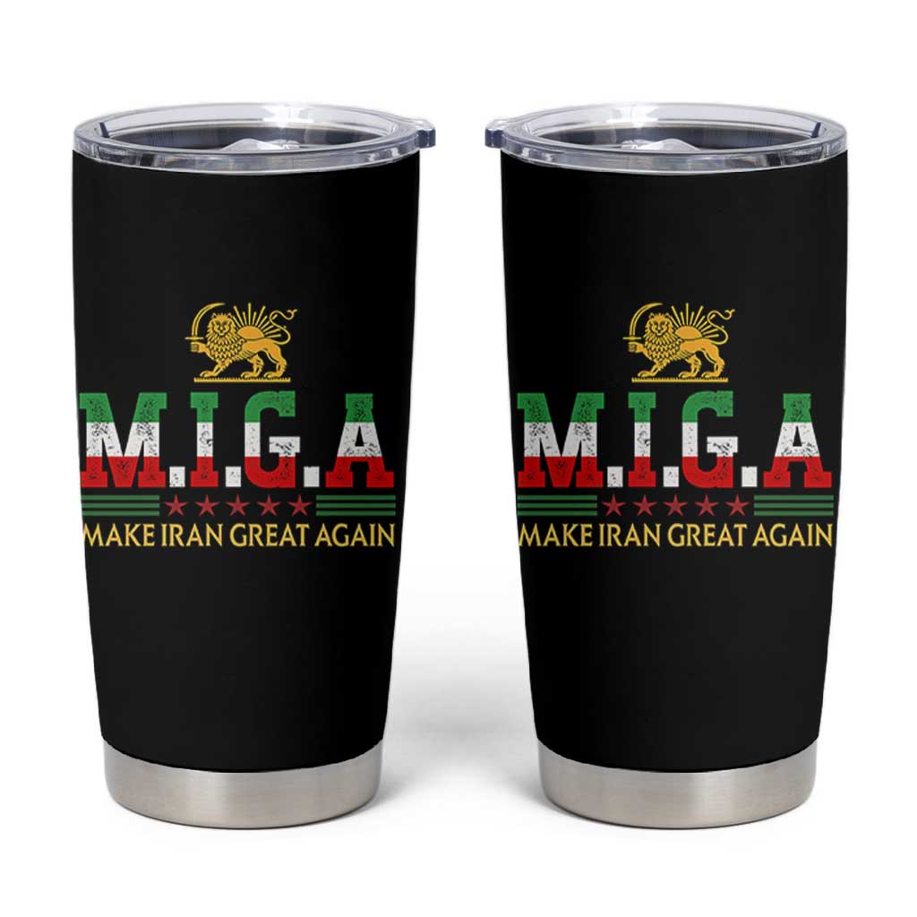 Make Iran Great Again Patriotic MIGA Tumbler Cup Lion and Sun Persian Flag Freedom Iranian Revolution