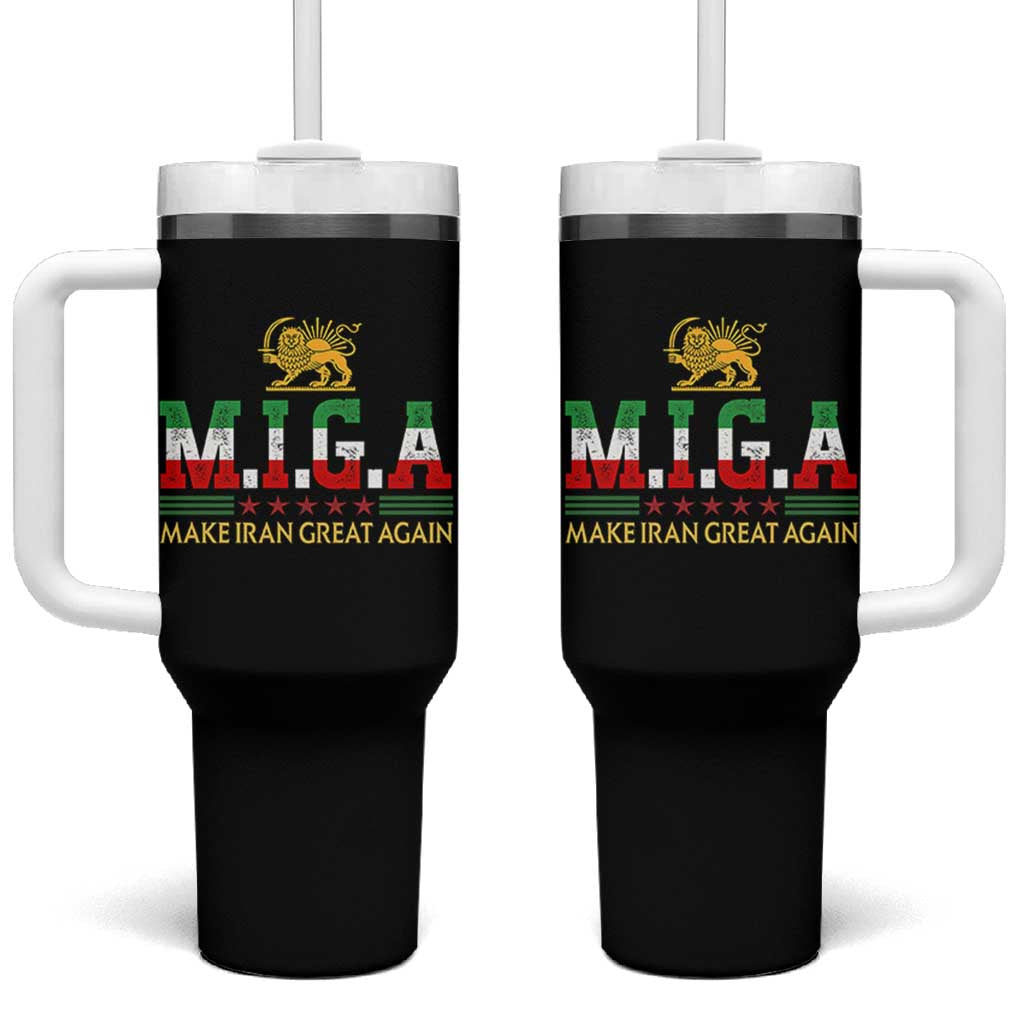 Make Iran Great Again Patriotic MIGA Tumbler With Handle Lion and Sun Persian Flag Freedom Iranian Revolution