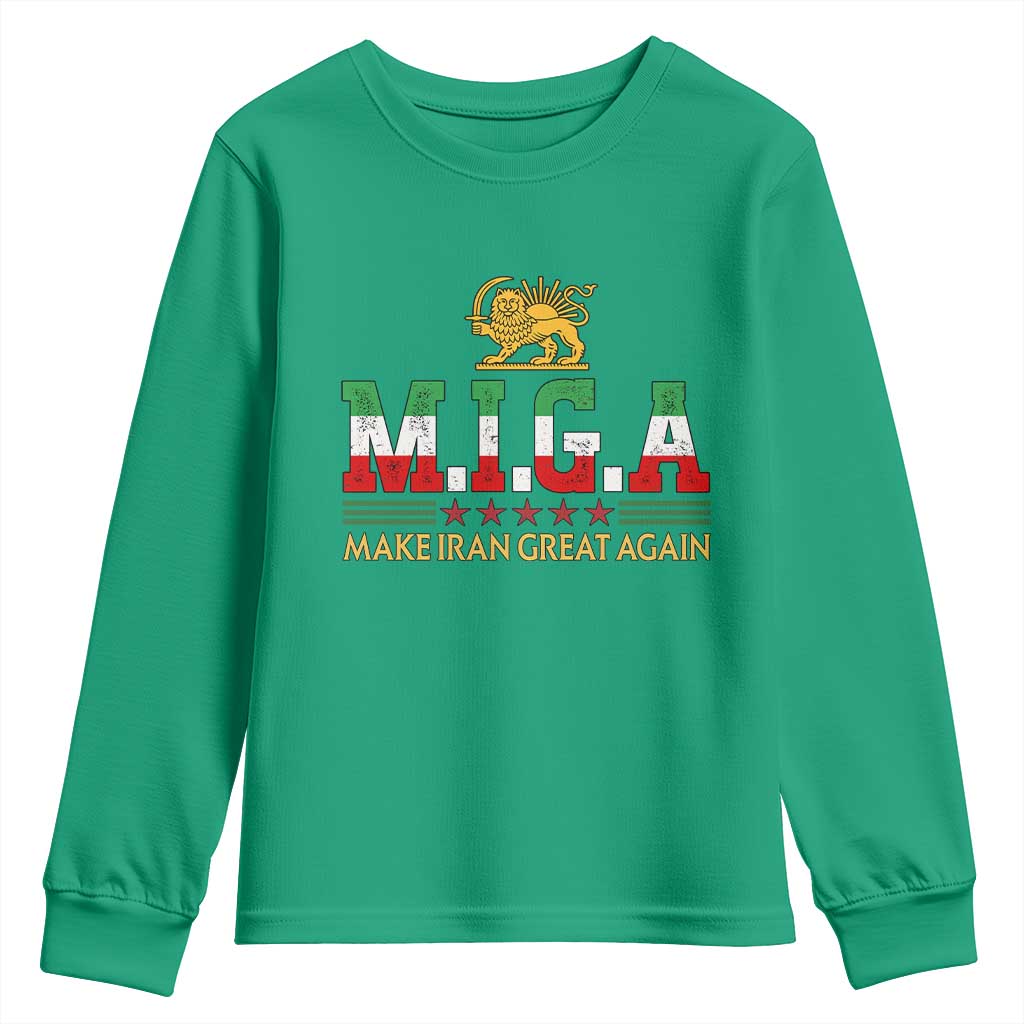 Make Iran Great Again Patriotic MIGA Youth Sweatshirt Lion and Sun Persian Flag Freedom Iranian Revolution