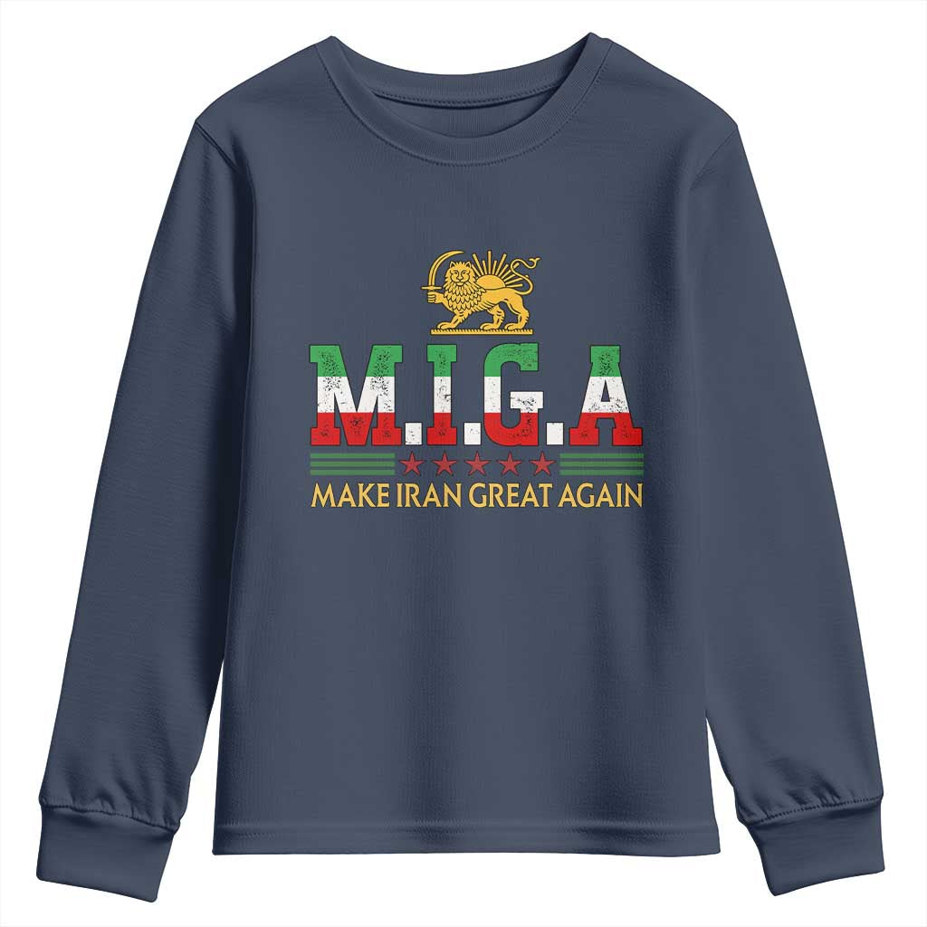 Make Iran Great Again Patriotic MIGA Youth Sweatshirt Lion and Sun Persian Flag Freedom Iranian Revolution