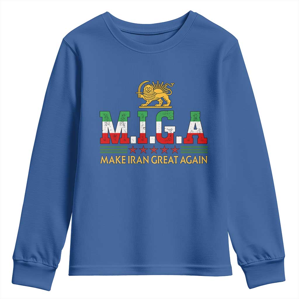 Make Iran Great Again Patriotic MIGA Youth Sweatshirt Lion and Sun Persian Flag Freedom Iranian Revolution