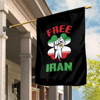 Free Iran Raised Fist and Persian Flag Clover Garden Flag Lion and Sun Freedom Fighter Iranian Revolution