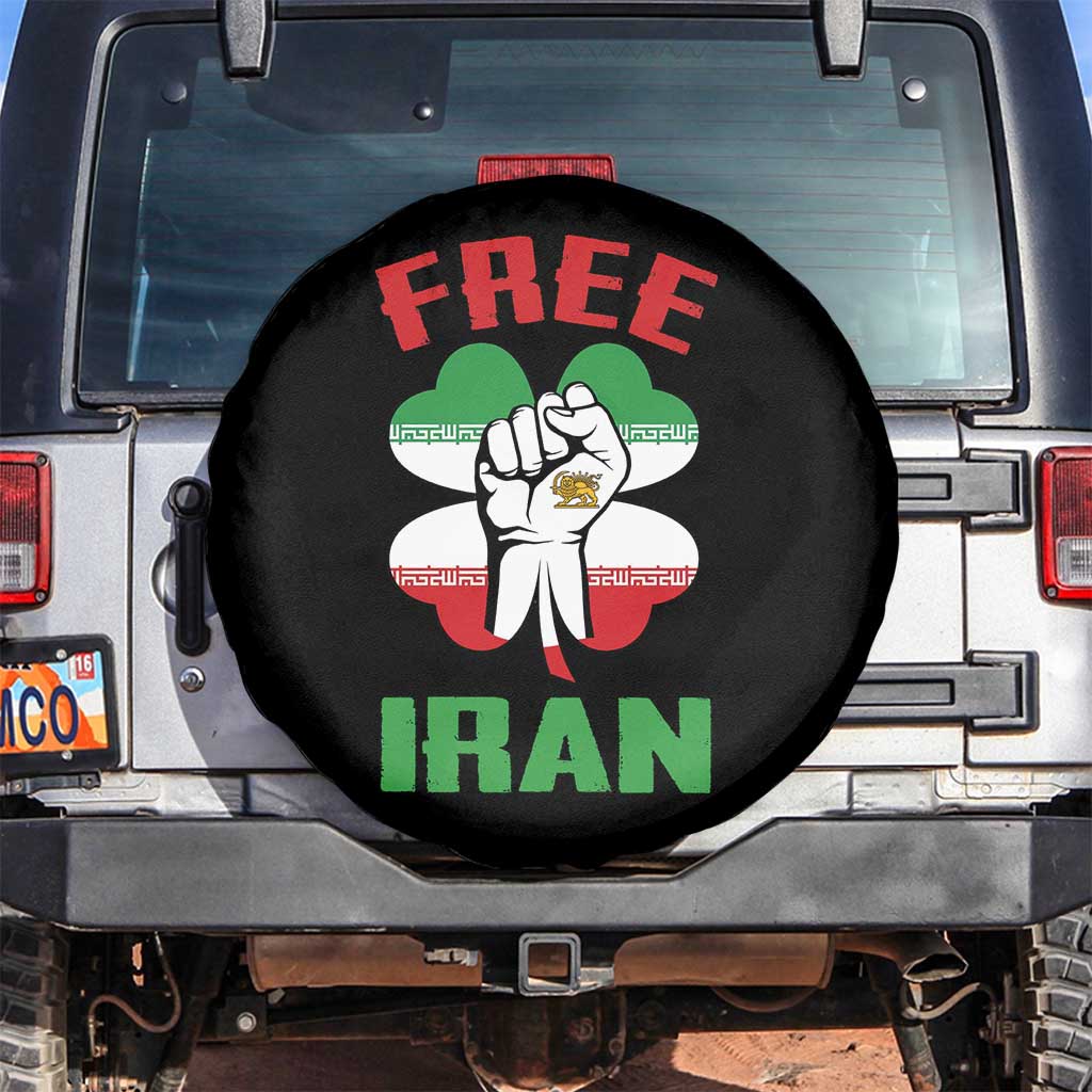 Free Iran Raised Fist and Persian Flag Clover Spare Tire Cover Lion and Sun Freedom Fighter Iranian Revolution