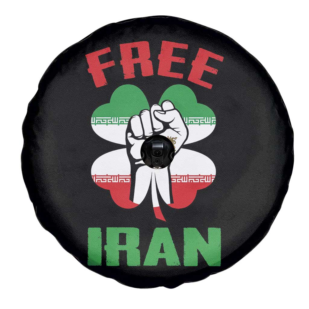 Free Iran Raised Fist and Persian Flag Clover Spare Tire Cover Lion and Sun Freedom Fighter Iranian Revolution