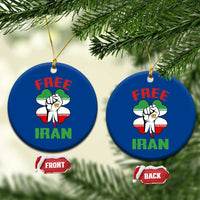 Free Iran Raised Fist and Persian Flag Clover Ceramic Ornament Lion and Sun Freedom Fighter Iranian Revolution