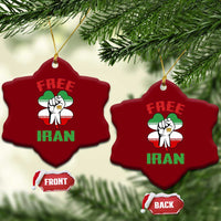 Free Iran Raised Fist and Persian Flag Clover Ceramic Ornament Lion and Sun Freedom Fighter Iranian Revolution