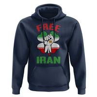 Free Iran Raised Fist and Persian Flag Clover Hoodie Lion and Sun Freedom Fighter Iranian Revolution