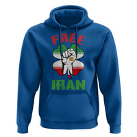 Free Iran Raised Fist and Persian Flag Clover Hoodie Lion and Sun Freedom Fighter Iranian Revolution
