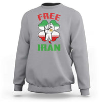Free Iran Raised Fist and Persian Flag Clover Sweatshirt Lion and Sun Freedom Fighter Iranian Revolution