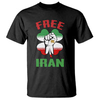 Free Iran Raised Fist and Persian Flag Clover T Shirt Lion and Sun Freedom Fighter Iranian Revolution
