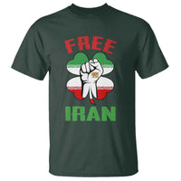 Free Iran Raised Fist and Persian Flag Clover T Shirt Lion and Sun Freedom Fighter Iranian Revolution
