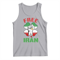 Free Iran Raised Fist and Persian Flag Clover Tank Top Lion and Sun Freedom Fighter Iranian Revolution