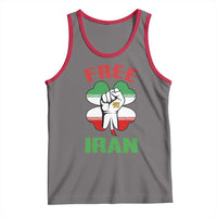Free Iran Raised Fist and Persian Flag Clover Tank Top Lion and Sun Freedom Fighter Iranian Revolution