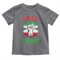 Free Iran Raised Fist and Persian Flag Clover Toddler T Shirt Lion and Sun Freedom Fighter Iranian Revolution