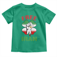 Free Iran Raised Fist and Persian Flag Clover Toddler T Shirt Lion and Sun Freedom Fighter Iranian Revolution