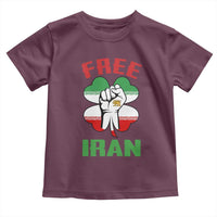 Free Iran Raised Fist and Persian Flag Clover Toddler T Shirt Lion and Sun Freedom Fighter Iranian Revolution