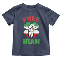 Free Iran Raised Fist and Persian Flag Clover Toddler T Shirt Lion and Sun Freedom Fighter Iranian Revolution