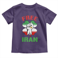 Free Iran Raised Fist and Persian Flag Clover Toddler T Shirt Lion and Sun Freedom Fighter Iranian Revolution