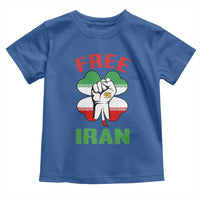 Free Iran Raised Fist and Persian Flag Clover Toddler T Shirt Lion and Sun Freedom Fighter Iranian Revolution