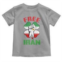 Free Iran Raised Fist and Persian Flag Clover Toddler T Shirt Lion and Sun Freedom Fighter Iranian Revolution