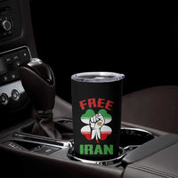 Free Iran Raised Fist and Persian Flag Clover Tumbler Cup Lion and Sun Freedom Fighter Iranian Revolution