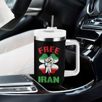 Free Iran Raised Fist and Persian Flag Clover Tumbler With Handle Lion and Sun Freedom Fighter Iranian Revolution