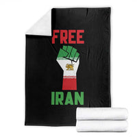Free Iran Raised Fist Throw Blanket Persian Flag Lion and Sun Emblem Iranian Revolution