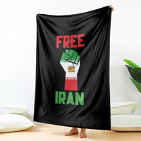 Free Iran Raised Fist Throw Blanket Persian Flag Lion and Sun Emblem Iranian Revolution