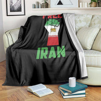 Free Iran Raised Fist Throw Blanket Persian Flag Lion and Sun Emblem Iranian Revolution
