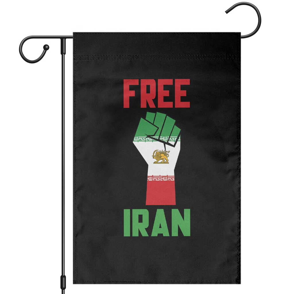 Free Iran Raised Fist Garden Flag Persian Flag Lion and Sun Emblem Iranian Revolution
