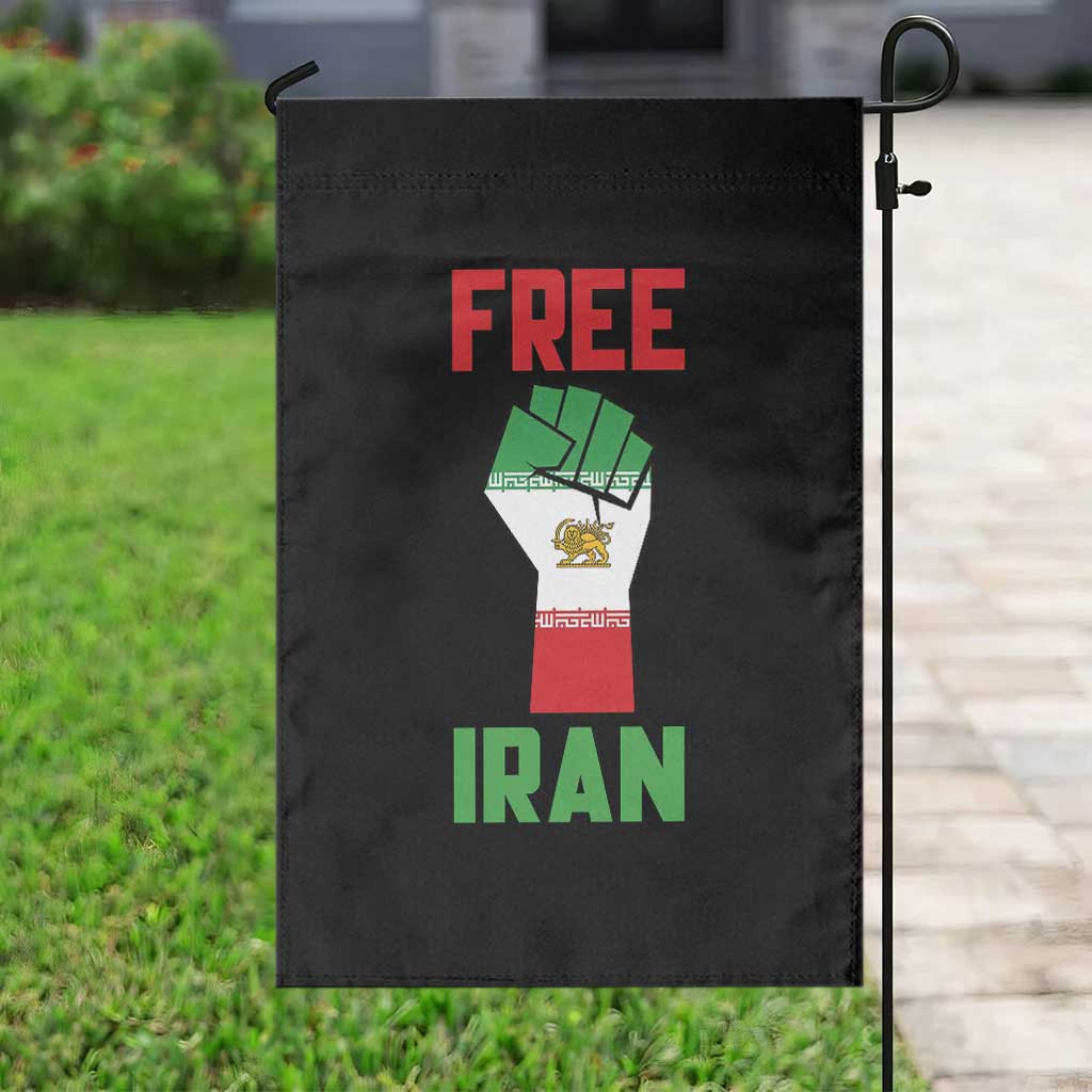 Free Iran Raised Fist Garden Flag Persian Flag Lion and Sun Emblem Iranian Revolution