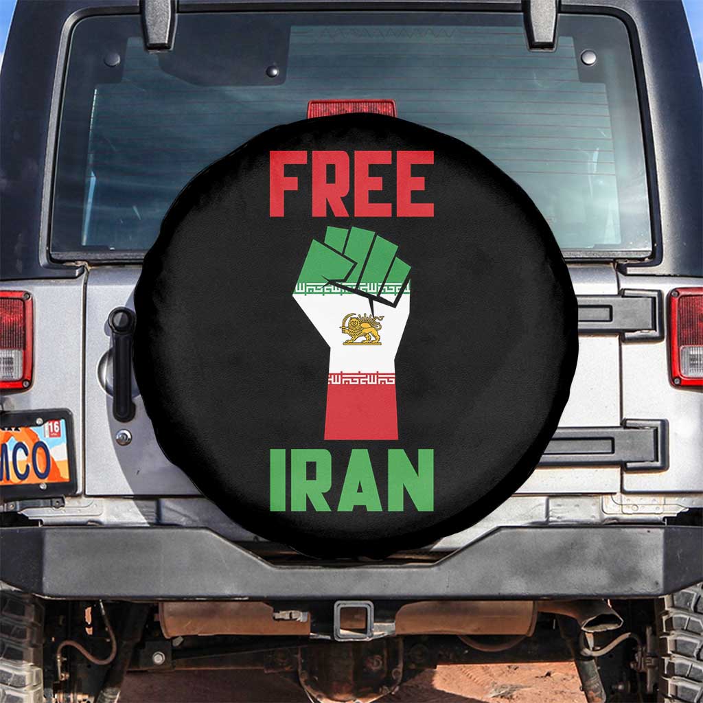 Free Iran Raised Fist Spare Tire Cover Persian Flag Lion and Sun Emblem Iranian Revolution