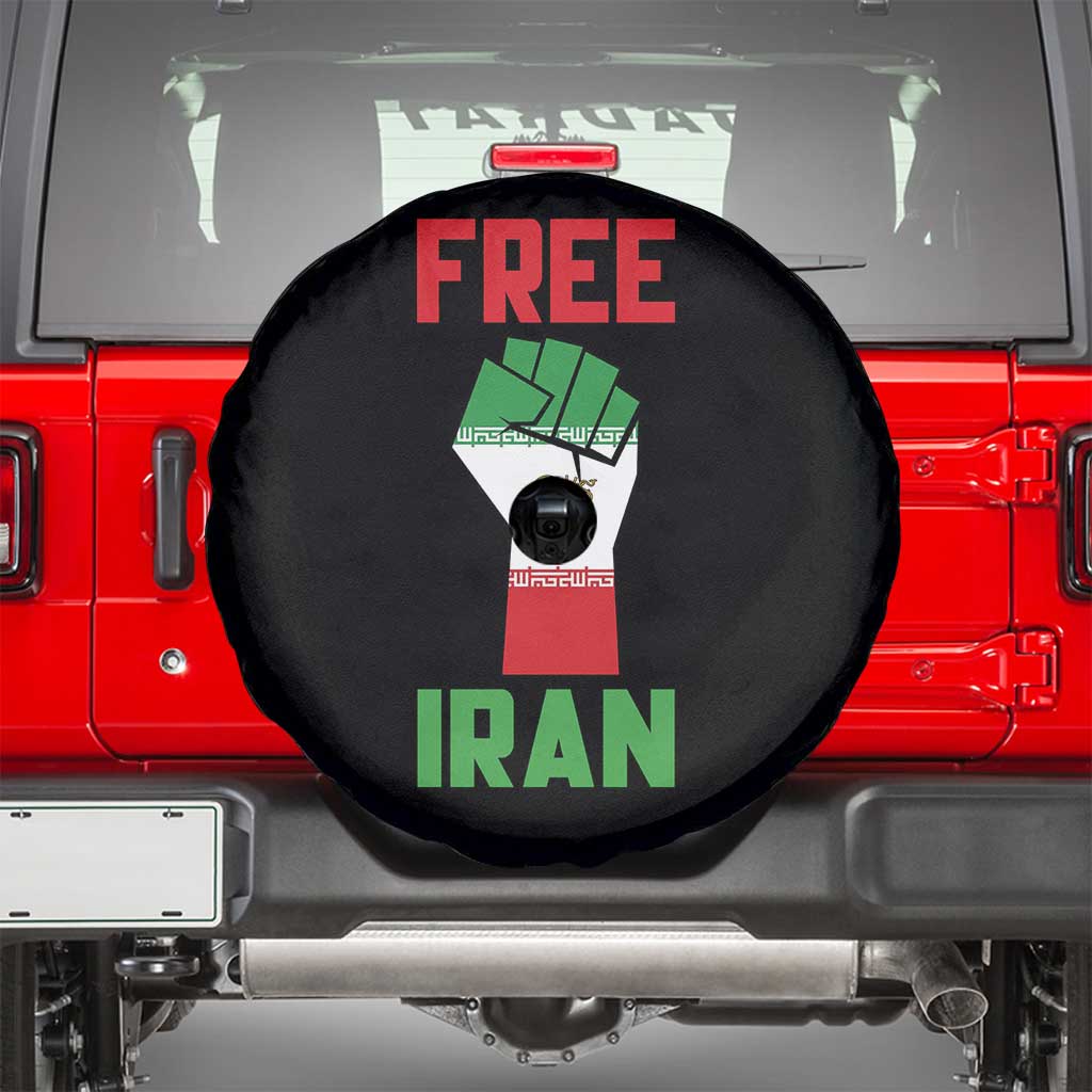 Free Iran Raised Fist Spare Tire Cover Persian Flag Lion and Sun Emblem Iranian Revolution