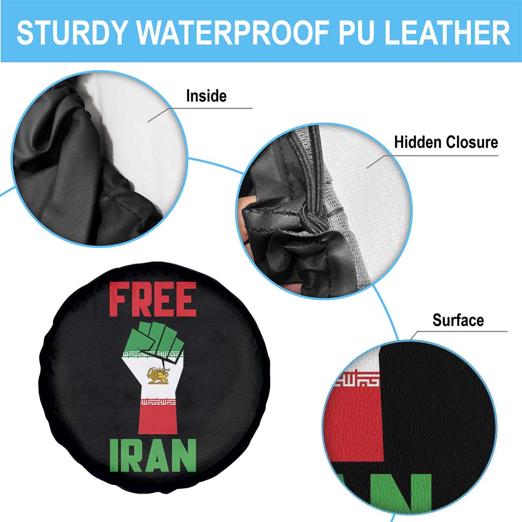 Free Iran Raised Fist Spare Tire Cover Persian Flag Lion and Sun Emblem Iranian Revolution