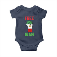 Free Iran Raised Fist Baby Onesie Persian Flag Lion and Sun Emblem Iranian Revolution