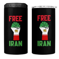 Free Iran Raised Fist 4 in 1 Can Cooler Tumbler Persian Flag Lion and Sun Emblem Iranian Revolution
