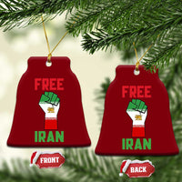 Free Iran Raised Fist Ceramic Ornament Persian Flag Lion and Sun Emblem Iranian Revolution