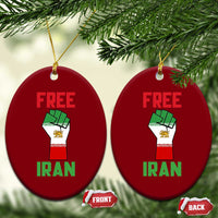 Free Iran Raised Fist Ceramic Ornament Persian Flag Lion and Sun Emblem Iranian Revolution