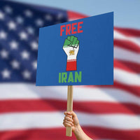 Free Iran Raised Fist Protest Sign Persian Flag Lion and Sun Emblem Iranian Revolution