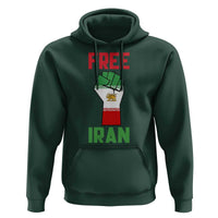 Free Iran Raised Fist Hoodie Persian Flag Lion and Sun Emblem Iranian Revolution