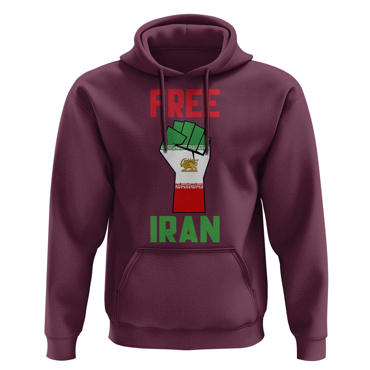 Free Iran Raised Fist Hoodie Persian Flag Lion and Sun Emblem Iranian Revolution