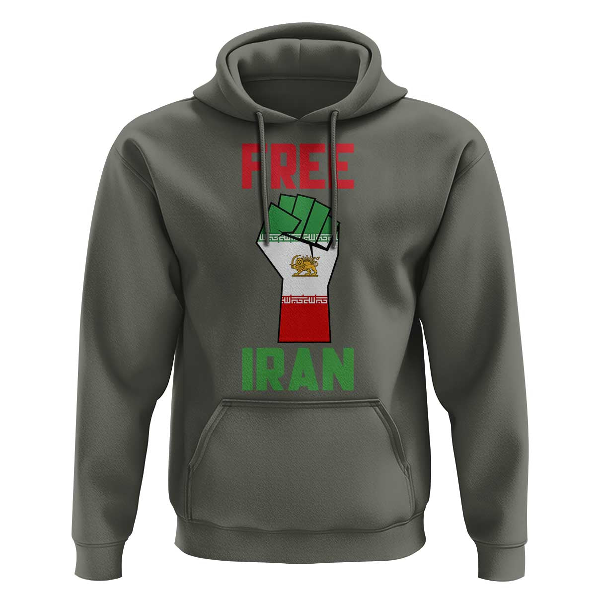 Free Iran Raised Fist Hoodie Persian Flag Lion and Sun Emblem Iranian Revolution