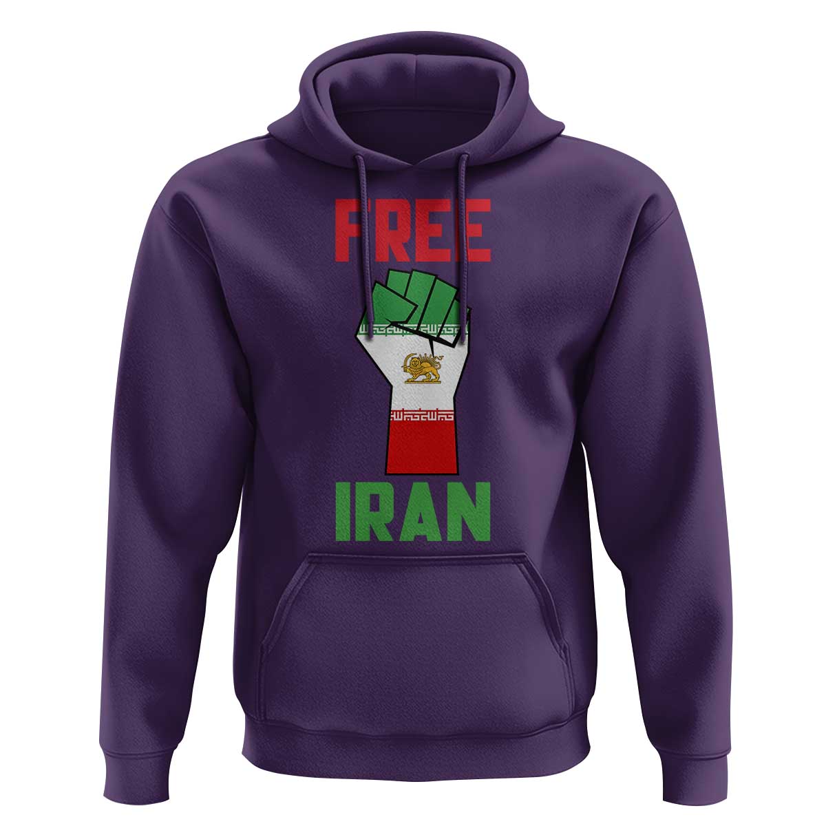 Free Iran Raised Fist Hoodie Persian Flag Lion and Sun Emblem Iranian Revolution