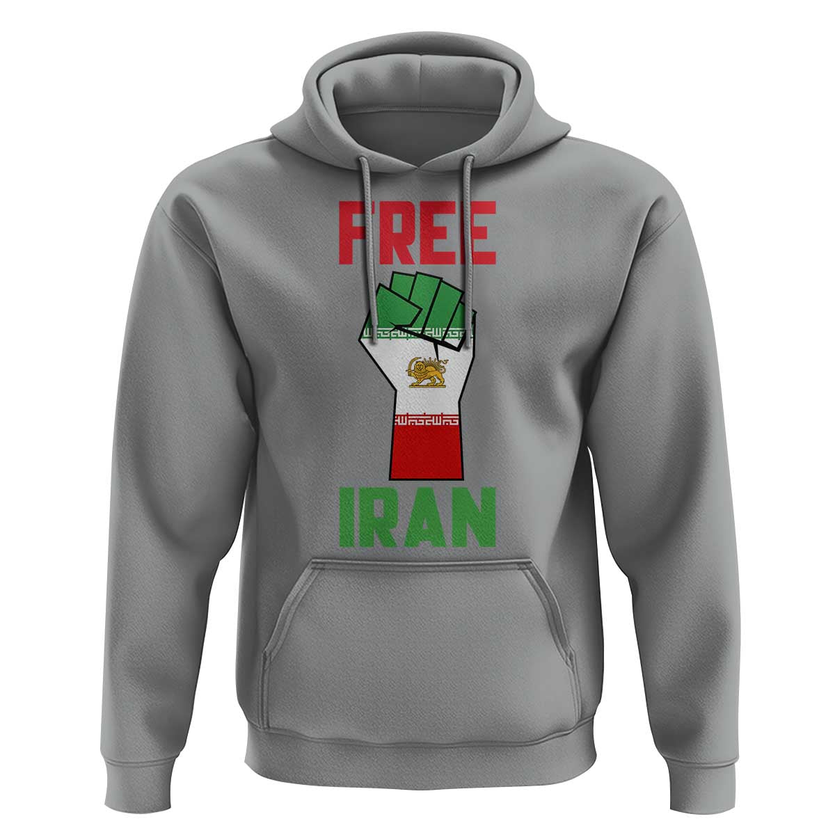 Free Iran Raised Fist Hoodie Persian Flag Lion and Sun Emblem Iranian Revolution