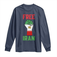 Free Iran Raised Fist Long Sleeve Shirt Persian Flag Lion and Sun Emblem Iranian Revolution