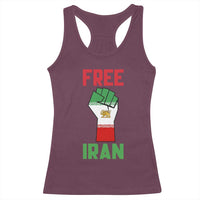 Free Iran Raised Fist Racerback Tank Top Persian Flag Lion and Sun Emblem Iranian Revolution